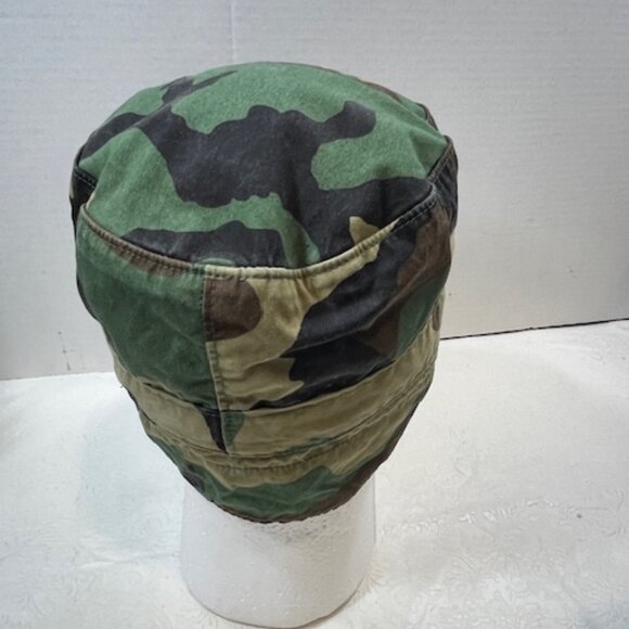 VTG US Army Military Cold Weather Patrol Ear Flap Cap Woodland Camo Pattern - Picture 4 of 12